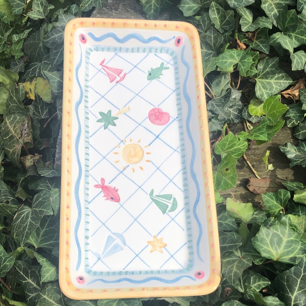 Nautical Ceramic Vanity Tray with Colorful Accents